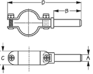 ZINC PLATED STEEL CLAMP ON OAR LOCKS (SEA DOG LINE) 1/2" 2" 1" 5 3/8" 1 pr. Standard